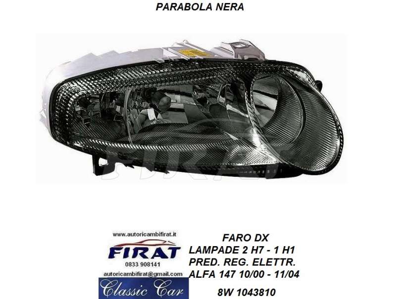 FARO ALFA 147 00 - 04 DX PARAB.NERA